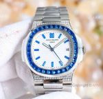 Super High Quality Patek Philippe Nautilus Cal.324 Blue Emerald Bezel and White Dial 40mm